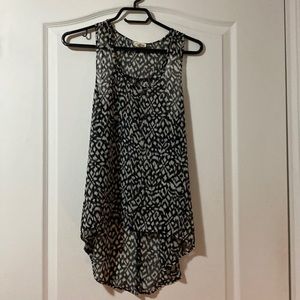 Black and white sheer razorback top